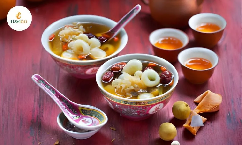Longan Fruit Recipes: The Ultimate Guide to Tropical Delights 2 Traditional lotus seed and longan sweet soup served as a classic healthy dessert