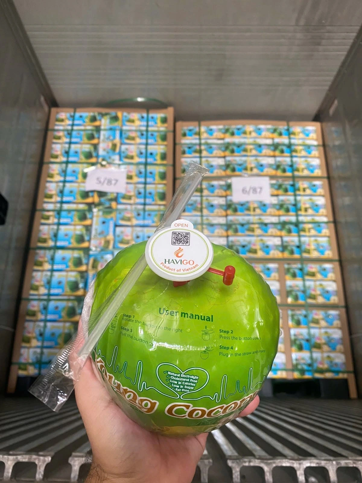 Fresh coconut loading and packing process